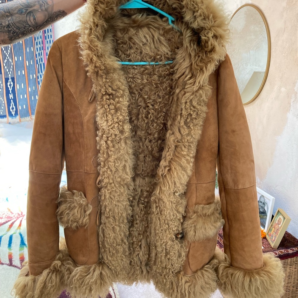 Sheepskin Shearling womens fur coat